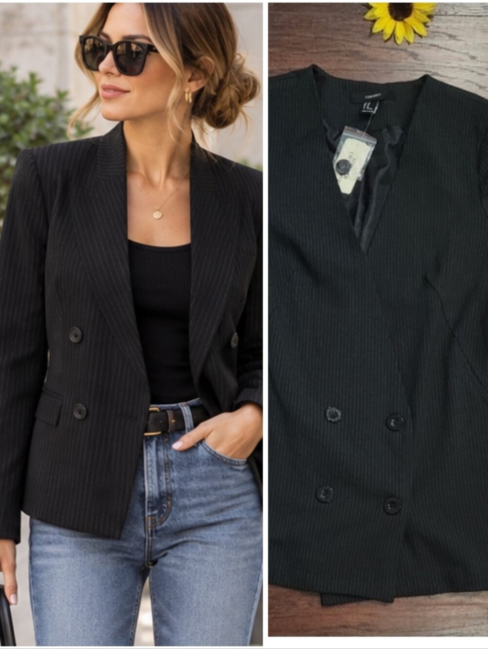 New FOREVER 21 STRIPED BLACK BLAZER ⚫️ 🖤 ♥️